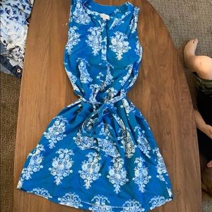 Loft button-front, tie-waist sleeveless dress